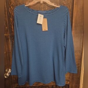 NWT Cut Loose Light & Dark Blue Striped Long Sleeve Top Sz 1X, 2X, 3X